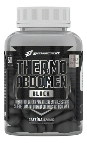 Thermo Abdome Black Bodyaction 420mg Cafeína Sabor Neutro