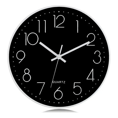 Reloj De Pared Moderno Y Silencioso, Sin Tic-tac, Negro, Pequeño Reloj De Pared A Pilas, Dormitorio, Salón, Cocina, Oficina, Biblioteca Decoración Multiescena Ligero, Lujo Y Elegante | MercadoLibre