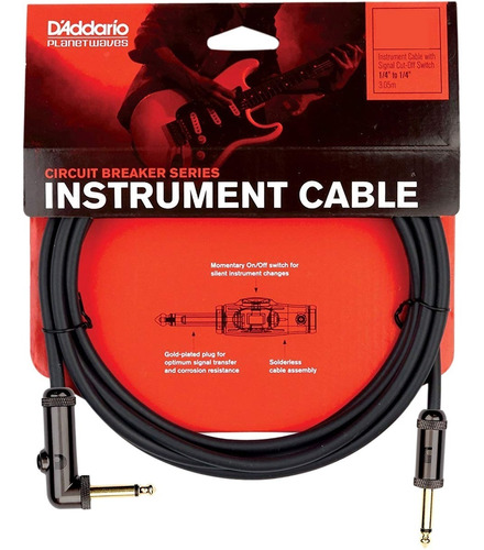 Daddario Pw-agra-10 Cable Angulado Guitarra Bajo 3 Metros
