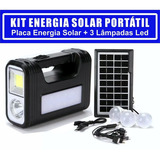 Placa Solar 3 Lâmpadas Fazenda Led Lanterna Carrega Celular