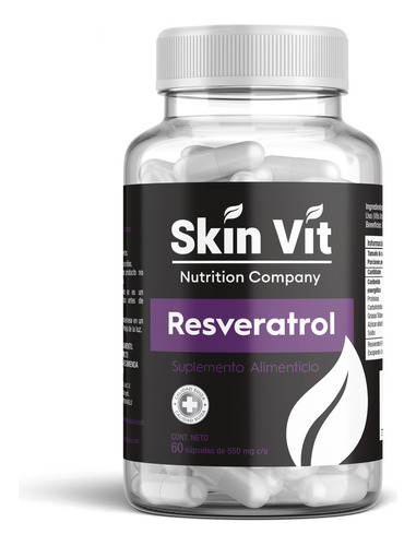 Resveratrol 60 Cápsulas Skin Vit Súper Premium Sin Sabor