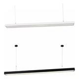 Pendente Linear Preto Branco Retangular Led Integrado 120cm 