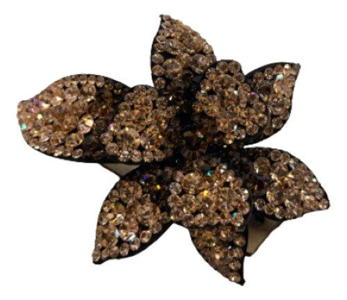 Broche Para Cabello Coreano Flor Cortada Diamantes Café_6pz