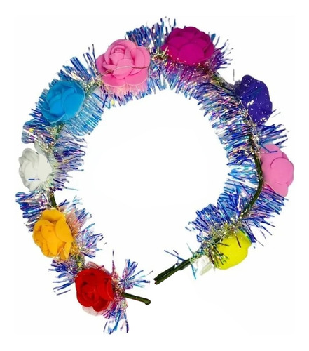 Vincha Corona De Flores Con Led Multicolor A Pilas Fiestas