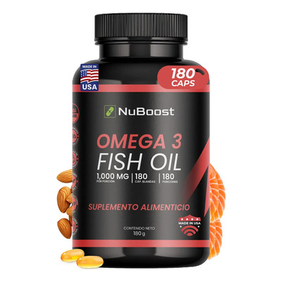 Aceite De Salmon Omega 3 1000mg Con Epa Y Dha 180 Cápsulas Sabor Sin Sabor Nuboost | Meses sin interés