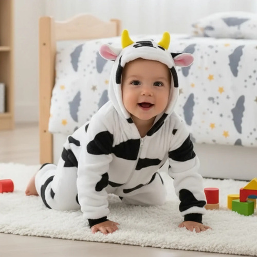 Pijama Mameluco Bebé Vaca Unisex Afelpago Frio Calientito