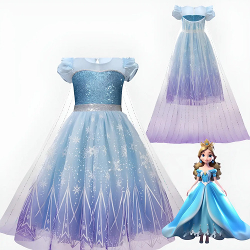 Fantasia Luxo Frozen Elsa Tutu Menina Tule Vestido Capa | Frete grátis