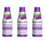 Removedor De Esmaltes Zero Acetona Beira Alta Uva 450ml 3 Un