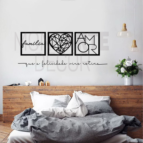 Kit 3 Quadros Familia Frase Decorativa De Parede Cabeceira 