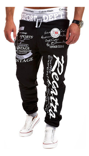 Pantalones  Cordón Con Monograma Estilo Hipster Para Hombre
