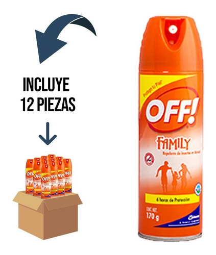 12 Pz - Off! Family Spray Repelente De Insectos 170g