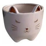 1 Porta Treco Gatinho Dourado Decoração Pincel