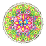 Tapete Redondo Sala Quarto Borboleta Rosa Mandala Exclusivo