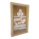 Quadro Cofrinho Moedas 27x17cm Sonhos Em Construção Lindo