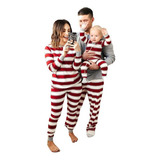 Conjunto De Pijama Navideño Familiar A Rayas Para Padres E H