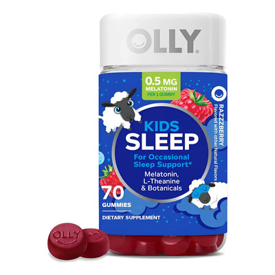 OLLY Kids Sleep Gomitas para dormir para niños, 0.5 mg de melatonina, L teanina, manzanilla y bálsamo de limón, frambuesa, 70 unidades | Envío gratis