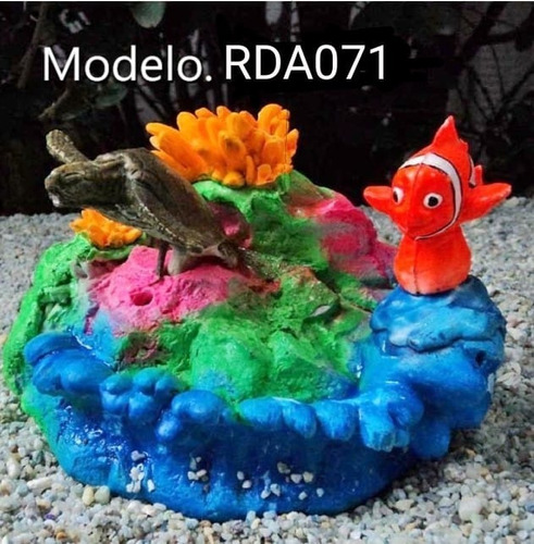 Figura De Resina Arrecife Con Nemo Y Tortuga Movil #71