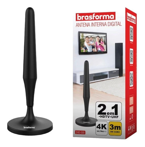 Kit Antena Interna Para Tv Digital Direcional Hdtv Com Cabo