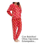 Pijama Térmica Mujer Conjunto Pantalón Manga Larga Polar