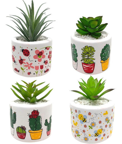 4 Mini Cachepots Para Vasos De Suculentas Decorativo