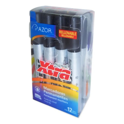 Marcador Permanente Azor Signal Negro 12 Piezas Cincel | MercadoLibre