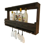 Mini Bar Cantinera Pared Colgar Madera Rústico Grande 65cm