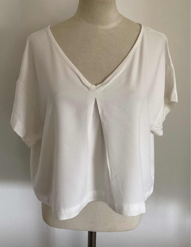 Anónimas. Divina Blusa Blanca Manga Corta. Talle U #vc