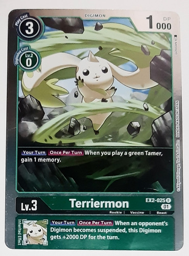 Carta Terriermon Ex 025 R Digimon Tcg  