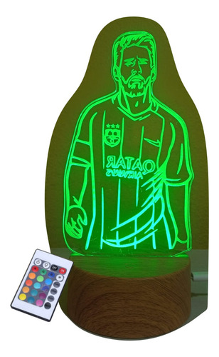 Lampara Led 3d Ilusion Leonel Messi 10 Futbol Control