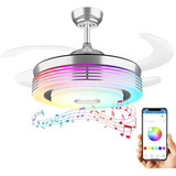 Ventilador De Techo Retráctil Con Luces Y Altavoz Bluetooth