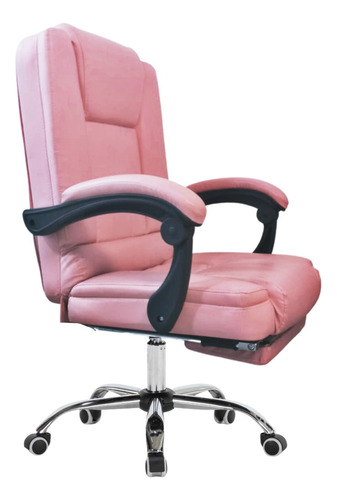 Cadeira Presidente Home Com Massagem Apoio Aos Pés Rosa 9008