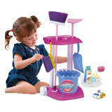 Carrinho Kit Limpeza Brinquedo Infantil Mop Vassoura Rodo Pá