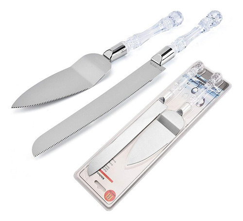 Set Pala + Cuchillo Torta Acero Pastel Acero Mango Acrílico 