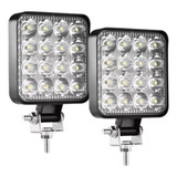 2 Farol Milha 48w Quadrado 16 Led 12v 24v Mini Pequeno Forte