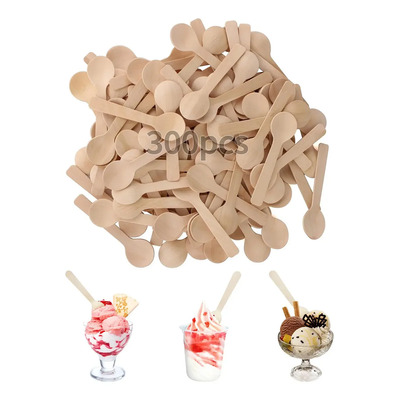 300 Cucharas De Madera Desechable Mini Para Postre Fiesta | MercadoLibre