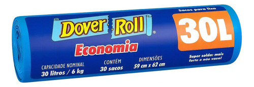 Saco Para Lixo 30l Dover Roll Economia Azul 30un