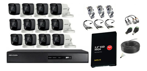 Camara Seguridad Kit Hikvision Dvr 16 Ch + 12 Bull 2mp Full 