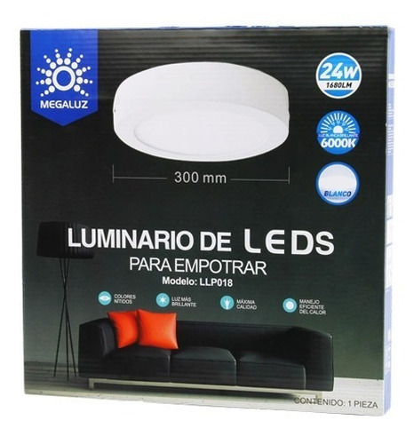 Luminaria Blanca Empotrable 24w Diámetro 30cm 1680lm C8s