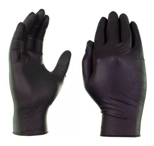 Guantes De Nitrilo Negro Libres De Latex Sin Polvo 100 Pz