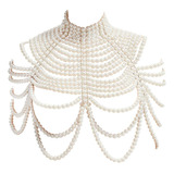 Collar De Hombro Con Cadena Y Cuerpo De Perlas Para Blanco