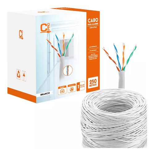 Caixa Cabo De Rede E Alarme Azul 4 Pares Cat5e 250 Mts