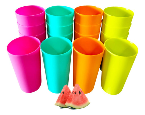 Pack 15 Vasos Plástico Duro Para Fiestas Acampadas 500 Ml 