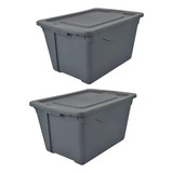 2 Cajas Contenedor Organizador Almacenamiento Gris 61 L