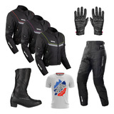 Kit Motociclista Jaqueta Calça Strike Fem Bota Luva Texx