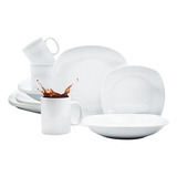 Vajilla Blanca Cuadrada Moderna De Porcelana 16pz 4 Personas Color Blanco