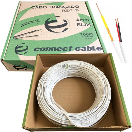 Cabo Coaxial Bipolar 4mm 100m Slim Cftv Trançado Br