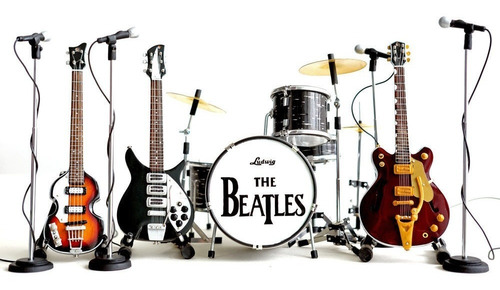 Beatles Miniatura Guitarras, Bajo, Bateria, Mics. Miniature 