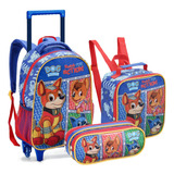 Kit Mochila Escolar Infantil Dog Heroes Patrulha Meninos