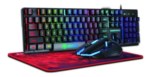 Teclado Y Mouse Con Pad Gamer Kit Daewoo 3 En 1 - Di-tw303