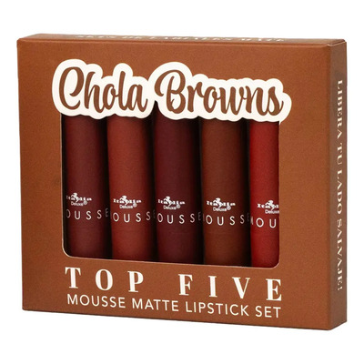 Labiales Mate Top Five Mousse Italia Caja De 5 Labiales Color Chola Browns | MercadoLibre